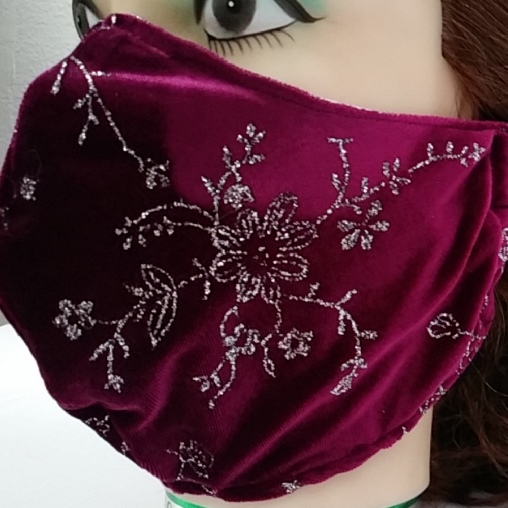 Facemask/Silver Roses - Picture 2 of 4